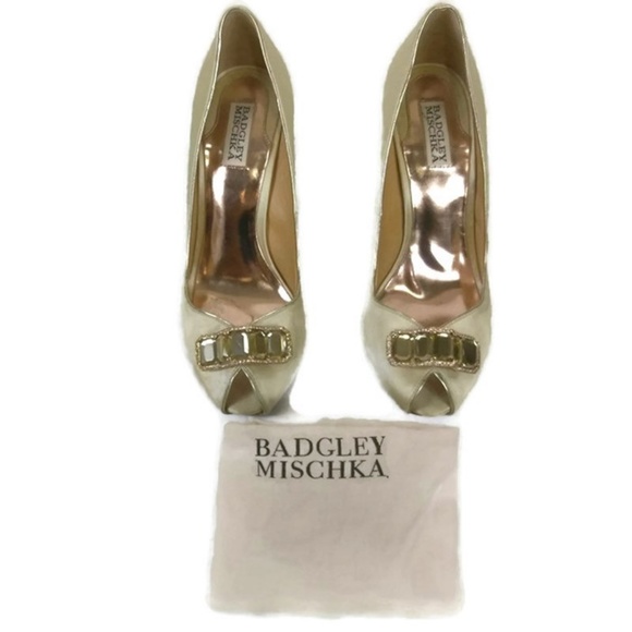 Badgley Mischka Shoes Satin Size 10 Satin Pearl - Picture 3 of 6